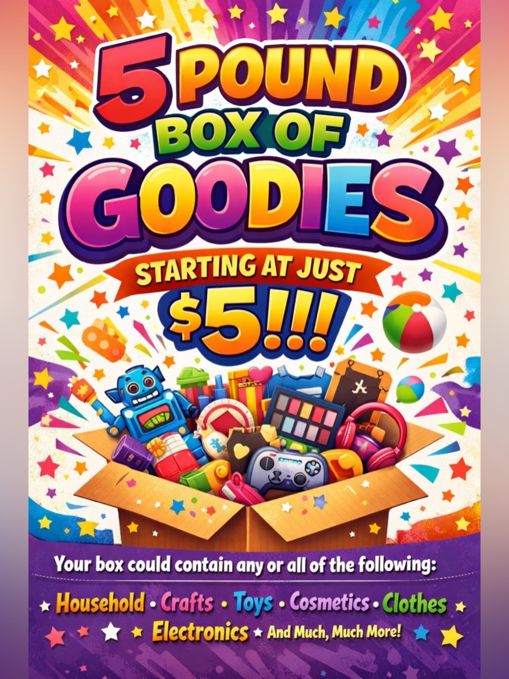 5 Pound Box of Goodies - Assorted Items in Each Box